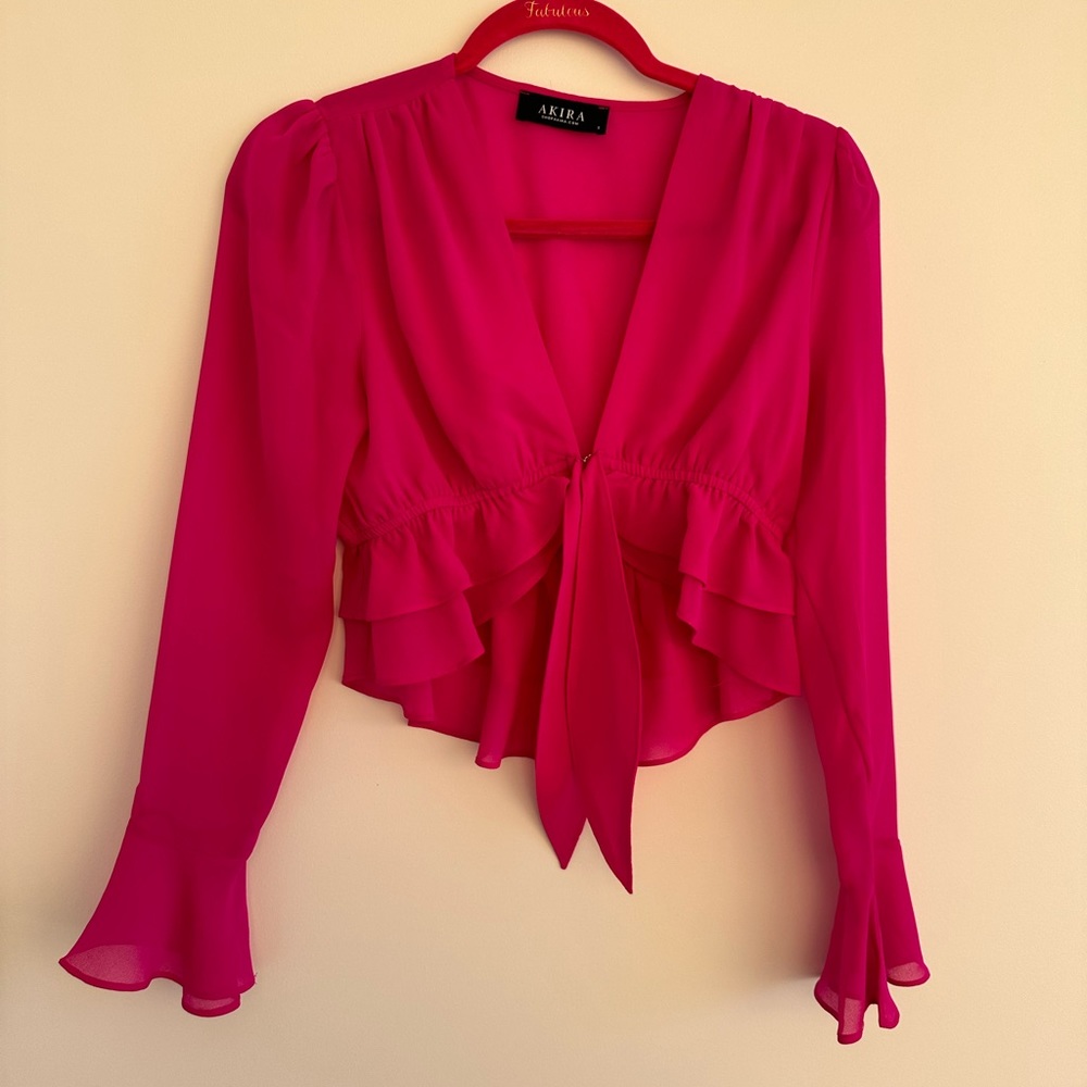 Pink peplum crop top
